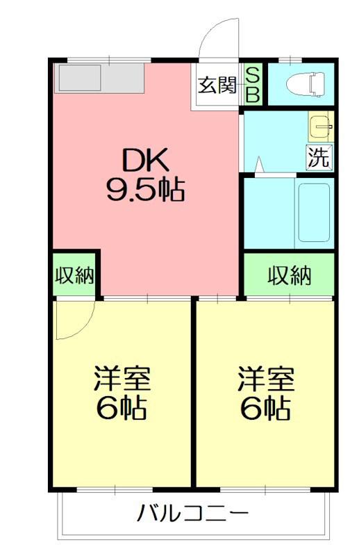ハイツ三橋(2LDK/1階)の間取り写真