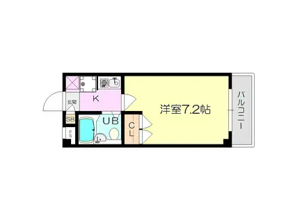 ソレイユ下川(1K/3階)の間取り写真