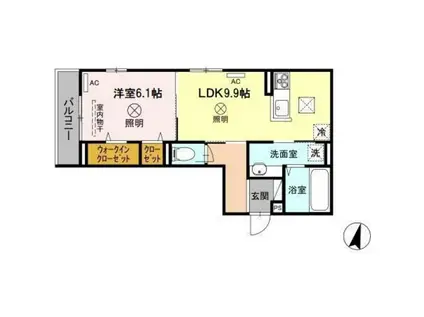 エクセレンス フジ(1LDK/1階)の間取り写真