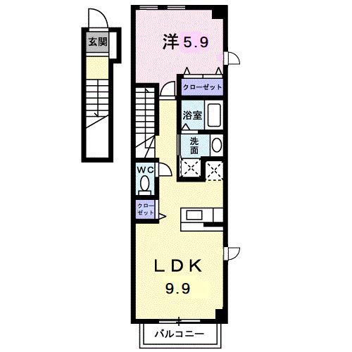 フルールM2(1LDK/2階)の間取り写真