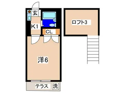 シーザースパレス(1K/1階)の間取り写真