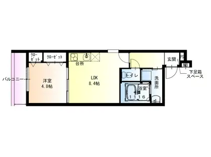 フジパレス弥刀駅北I番館(1LDK/1階)の間取り写真