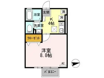 JR信越本線 長岡駅 徒歩12分 2階建 築25年(1K/1階)の間取り写真