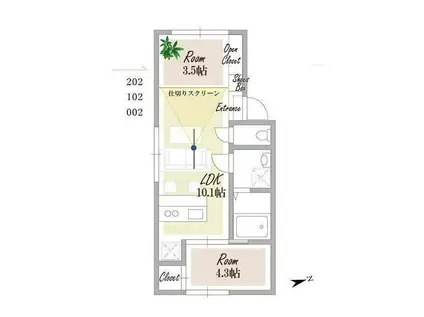 スタシア笹塚(2LDK/1階)の間取り写真