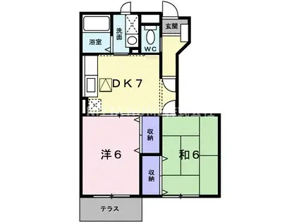 プラースIII(2DK/1階)の間取り写真