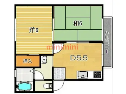サンモリックA棟(2DK/2階)の間取り写真