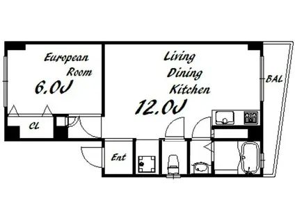 MIRAVAL元町(1LDK/2階)の間取り写真