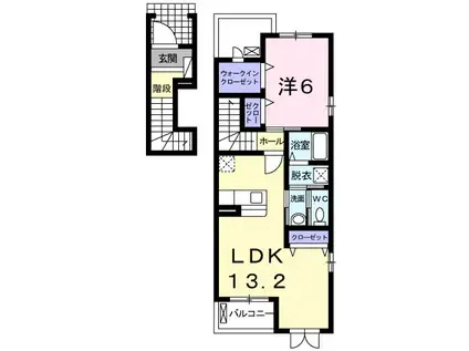 ジェルメ・メゾンM.3号館(1LDK/2階)の間取り写真