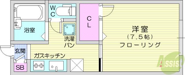 ターフハイツ(1K/2階)の間取り写真