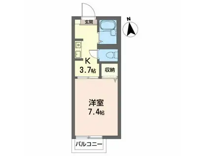 ビューパレーII(1K/2階)の間取り写真