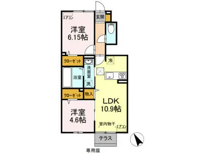 FLARE HILLS(2LDK/1階)の間取り写真
