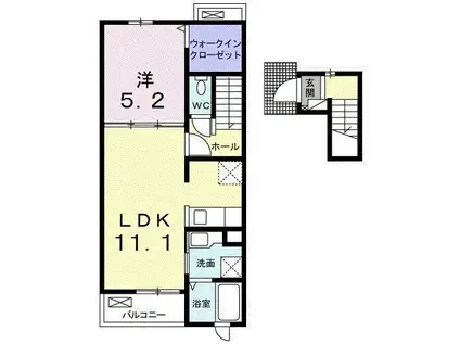 ラフレシール(1LDK/2階)の間取り写真