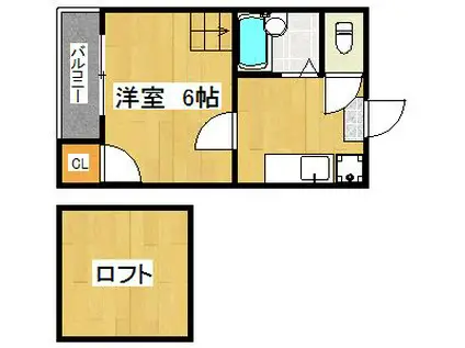 グランディア竹下(1K/1階)の間取り写真