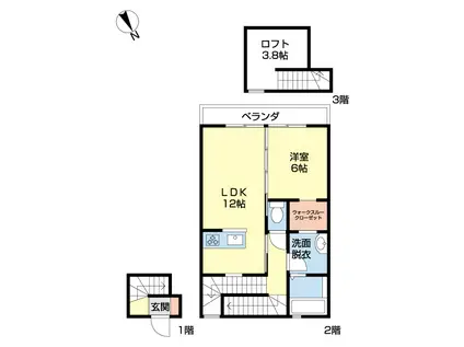 ルアーナスクエア(1LDK/2階)の間取り写真