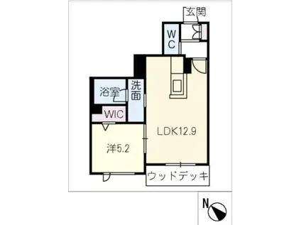 サンオーレ(1LDK/1階)の間取り写真