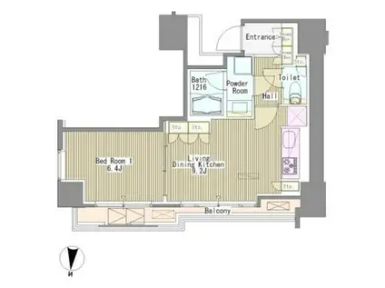 WHITE TOWER HAMAMATSUCHO ホワイトタワー浜松(1LDK/2階)の間取り写真