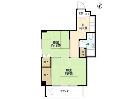 コーポ山上(2K/4階)の間取り写真