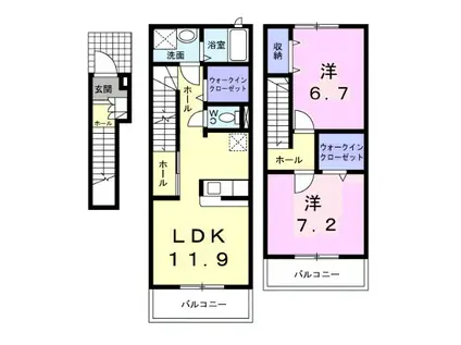 ドリーム KII(2LDK/2階)の間取り写真