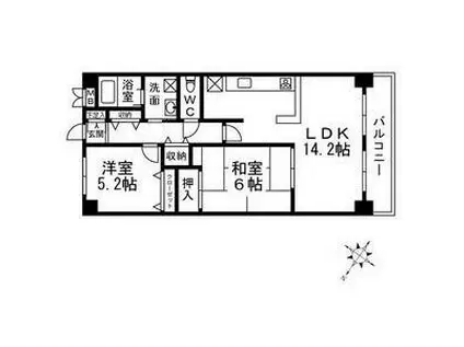 ライオンズマンション姫路東今宿(2LDK/12階)の間取り写真
