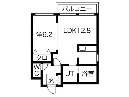 PRESCELTO手稲本町(1LDK/2階)の間取り写真