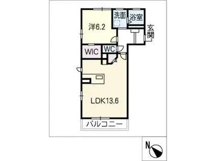 アルデンヌ B棟(1LDK/1階)の間取り写真