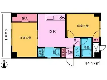 丸榮ハイム富岡(2DK/2階)の間取り写真