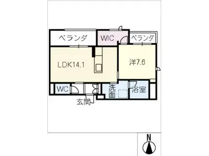 ウイングズドエル(1LDK/4階)の間取り写真