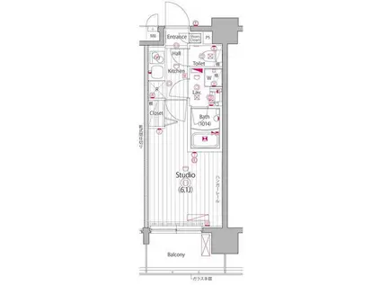 ガーラ・ステーション横濱阪東橋(1K/3階)の間取り写真
