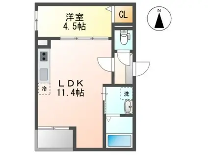 JACK GONISHII(1LDK/2階)の間取り写真