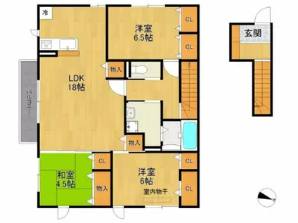 ドエル寿楽荘(3LDK/2階)の間取り写真