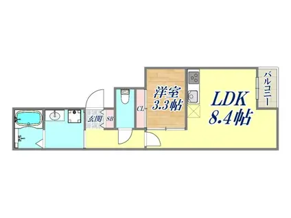 リアンデ脇浜(1LDK/2階)の間取り写真