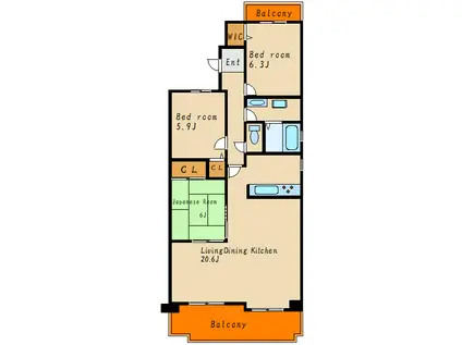 グレーシィ加古川アネックス(3LDK/3階)の間取り写真
