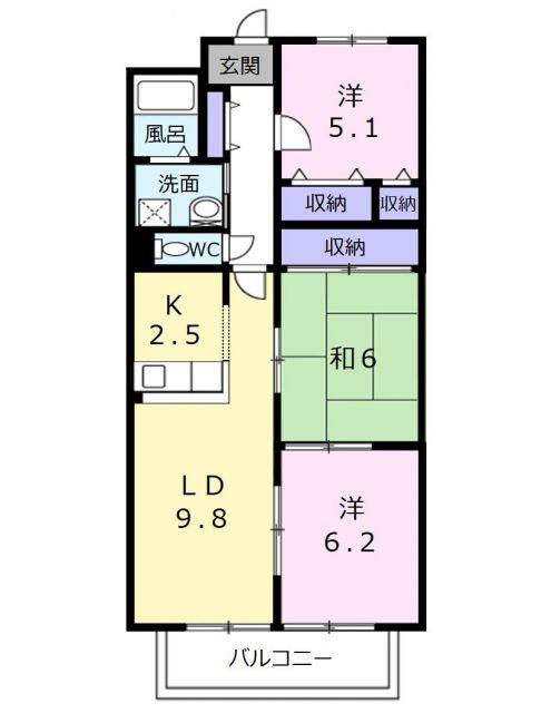 エスポワール21(3LDK/3階)の間取り写真