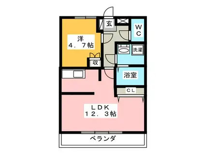 SUN PALACE(1LDK/2階)の間取り写真