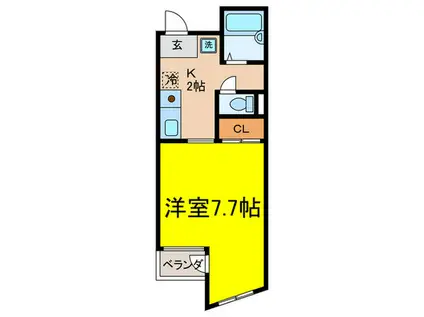 シャスール大正(1K/4階)の間取り写真