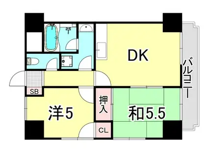 メゾンアヴァンセ(2DK/7階)の間取り写真