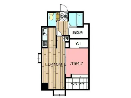 ニューリバー戸畑(1DK/4階)の間取り写真