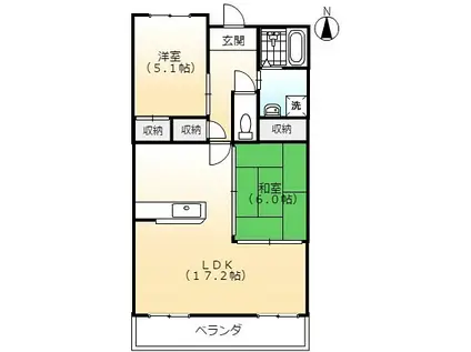 カーサベルジオーノ(2LDK/3階)の間取り写真