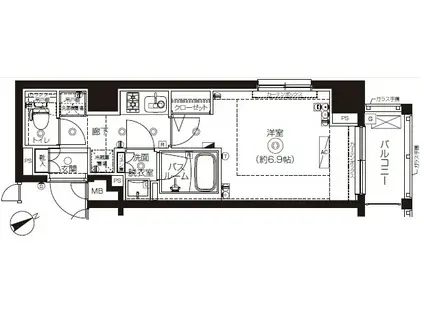 ZOOM上板橋(1K/8階)の間取り写真