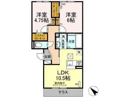 セジュールエスト弐番館(2LDK/1階)の間取り写真