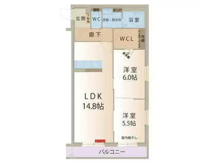 アーバンコート尾西(2LDK/3階)の間取り写真