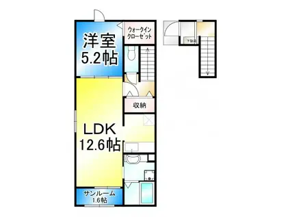 コーポラス院台B(1LDK/2階)の間取り写真