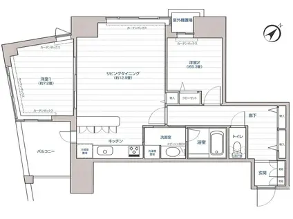 Tガーデンスクエア(2LDK/8階)の間取り写真
