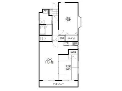 アフェクション倉田(2LDK/3階)の間取り写真