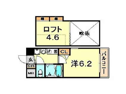 エステムコート三宮イーストポルトマーレ(1K/4階)の間取り写真