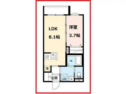 ユイテラスII(1LDK/2階)の間取り写真