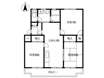 グランデ南佐古II(3LDK/2階)の間取り写真