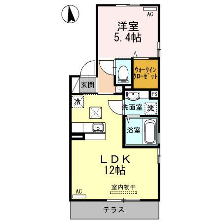 クレセント I(1LDK/2階)の間取り写真