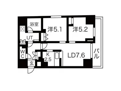 プレール・ドゥーク南千住(2LDK/5階)の間取り写真