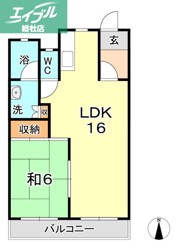 駅前ビル(1LDK/2階)の間取り写真